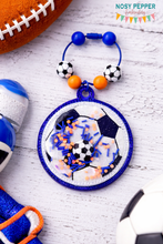 Load image into Gallery viewer, Soccer Shaker Embroidery Design | Bag Tag Bookmark Ornament | Digital Download