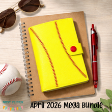 Load image into Gallery viewer, Baseball top load notebook cover --April '26 MB--machine embroidery design DIGITAL DOWNLOAD