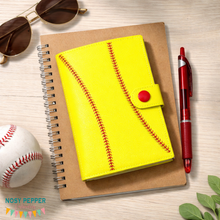 Load image into Gallery viewer, Baseball top load notebook cover --April '26 MB--machine embroidery design DIGITAL DOWNLOAD