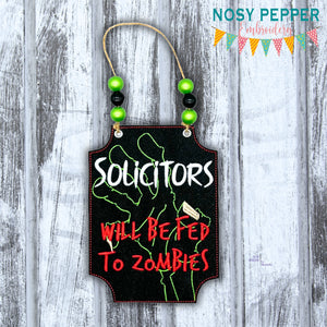 Solicitors Zombie Sign machine embroidery design (4 sizes included) DIGITAL DOWNLOAD