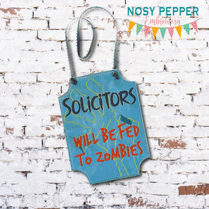 Solicitors Zombie Sign machine embroidery design (4 sizes included) DIGITAL DOWNLOAD