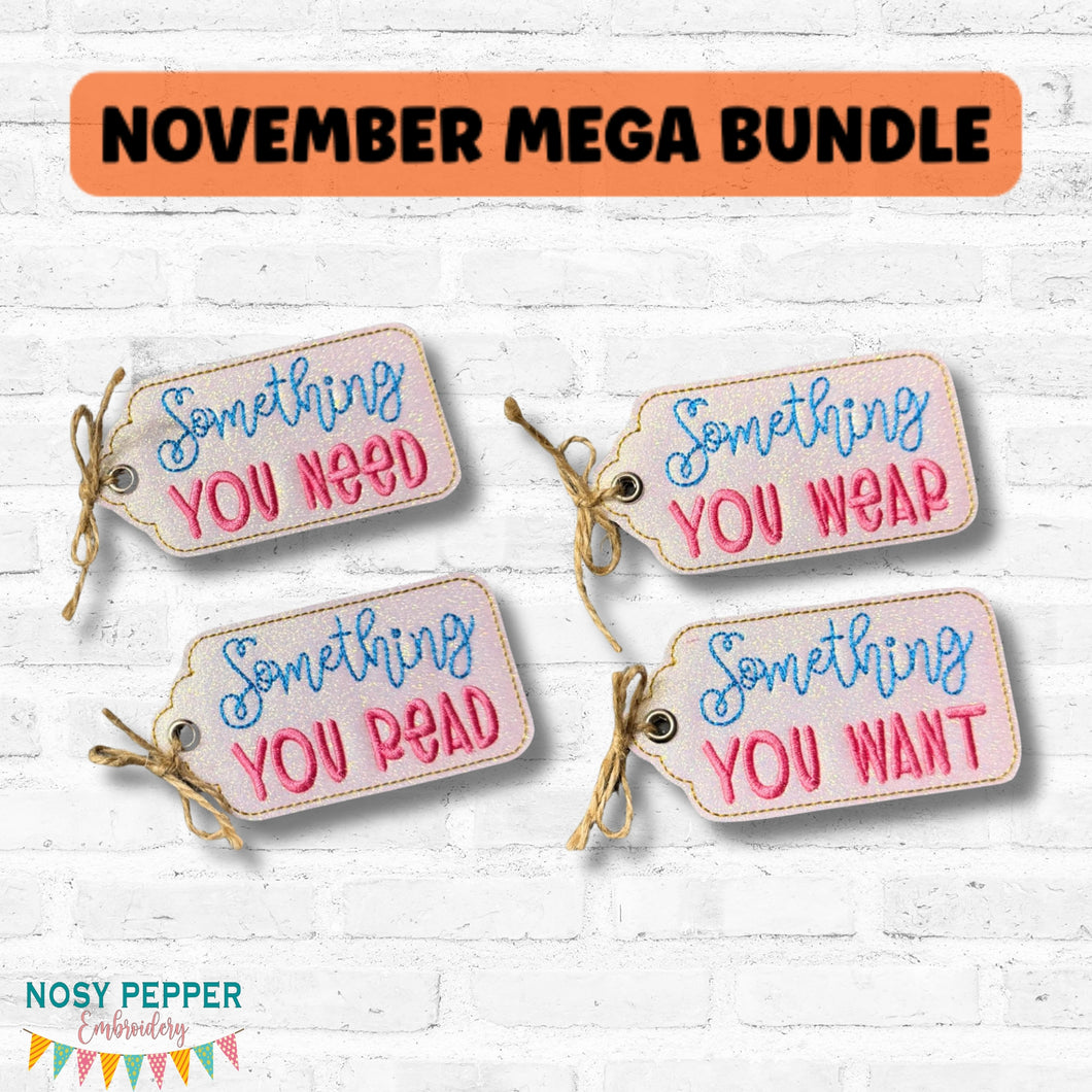 Something Gift Tag Set (set of 4 designs) machine embroidery design DIGITAL DOWNLOAD