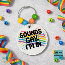 Load image into Gallery viewer, Sounds Gay bag tag/ornament/bookmark machine embroidery design DIGITAL DOWNLOAD