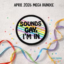 Load image into Gallery viewer, Sounds Gay patch (2 sizes included) machine embroidery design DIGITAL DOWNLOAD