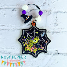 Load image into Gallery viewer, Spider Web Shaker bookmark/bag tag/ornament machine embroidery file DIGITAL DOWNLOAD