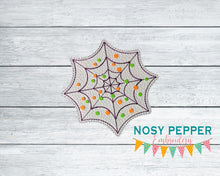 Load image into Gallery viewer, Spider Web Coaster applique 4x4 machine embroidery design DIGITAL DOWNLOAD