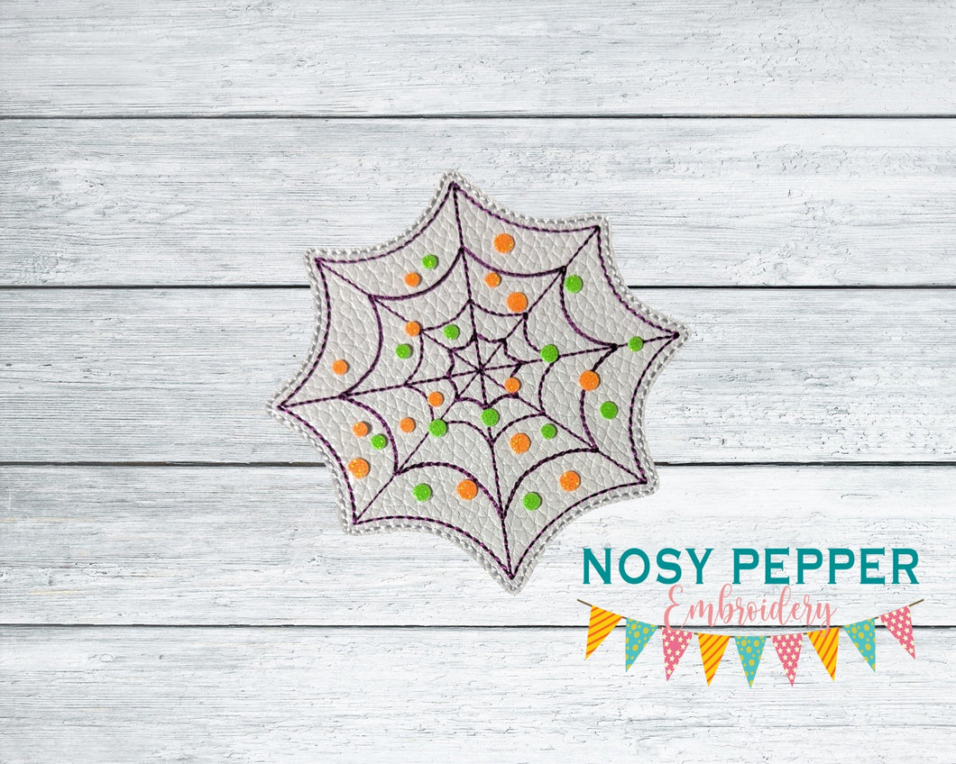 Spider Web Coaster applique 4x4 machine embroidery design DIGITAL DOWNLOAD