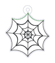 Load image into Gallery viewer, Spider Web Shaker snap tab and eyelet fob machine embroidery file (single and multi files included) DIGITAL DOWNLOAD