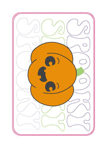 Spooky Pumpkin mug rug machine embroidery design (4 sizes and 2 versions included) DIGITAL DOWNLOAD
