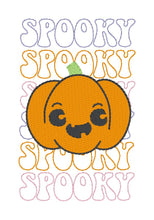 Load image into Gallery viewer, Spooky Pumpkin embroidery design (5 sizes included) DIGITAL DOWNLOAD
