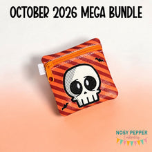 Load image into Gallery viewer, Spooked Skull applique ITH Bag --2026 Spooky Mystery Bundle-- (5 sizes available) machine embroidery design DIGITAL DOWNLOAD
