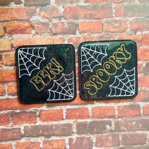 Spooky Eek coaster set of 2 designs machine embroidery design DIGITAL DOWNLOAD