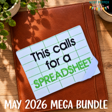 Load image into Gallery viewer, This Calls Spreadsheet notebook cover (2 sizes available) machine embroidery design DIGITAL DOWNLOAD