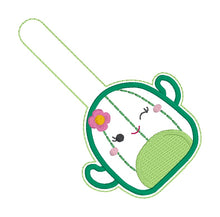 Load image into Gallery viewer, Squishy Cactus snap tab and eyelet fob machine embroidery file (single and multi files included) DIGITAL DOWNLOAD