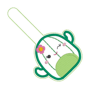 Squishy Cactus snap tab and eyelet fob machine embroidery file (single and multi files included) DIGITAL DOWNLOAD