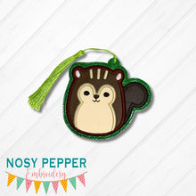 Load image into Gallery viewer, Squirrel Squishy Applique bookmark machine embroidery file DIGITAL DOWNLOAD