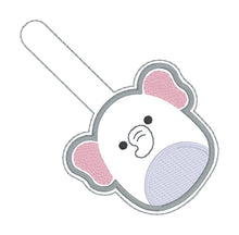 Load image into Gallery viewer, Squishy Elephant snap tab and eyelet fob machine embroidery file (single and multi files included) DIGITAL DOWNLOAD