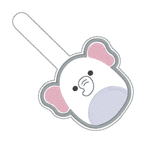 Squishy Elephant snap tab and eyelet fob machine embroidery file (single and multi files included) DIGITAL DOWNLOAD