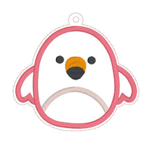 Load image into Gallery viewer, Squishy Flamingo Applique bookmark machine embroidery file DIGITAL DOWNLOAD