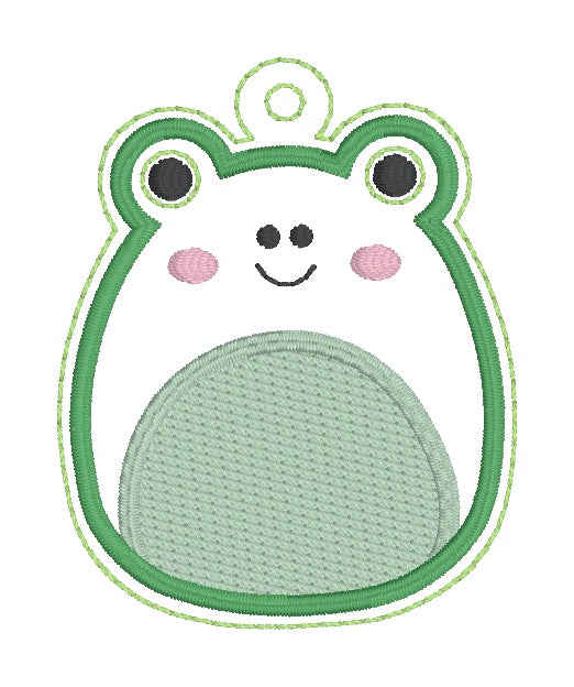 Squishy Frog snap tab and eyelet fob machine embroidery file (single a ...