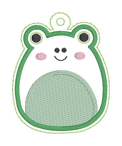 Squishy Frog snap tab and eyelet fob machine embroidery file (single and multi files included) DIGITAL DOWNLOAD