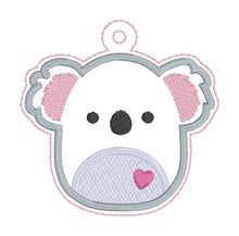 Load image into Gallery viewer, Koala Squishy snap tab and eyelet fob machine embroidery file (single and multi files included) DIGITAL DOWNLOAD