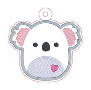 Koala Squishy snap tab and eyelet fob machine embroidery file (single and multi files included) DIGITAL DOWNLOAD