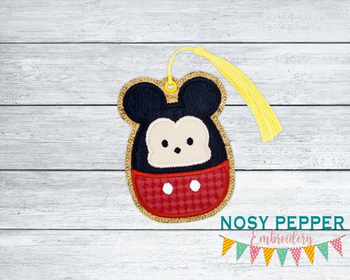 Squishy Mouse Boy Applique bookmark machine embroidery file DIGITAL DOWNLOAD
