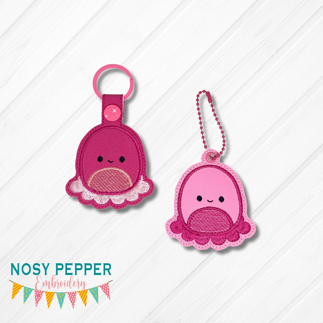 Squishy Octo snap tab and eyelet fob machine embroidery file (single and multi files included) DIGITAL DOWNLOAD