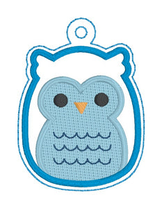 Squishy Owl snap tab and eyelet fob machine embroidery file (single and multi files included) DIGITAL DOWNLOAD