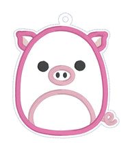 Load image into Gallery viewer, Squishy Pig Applique bookmark machine embroidery file DIGITAL DOWNLOAD