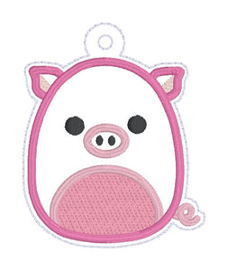 Squishy Pig snap tab and eyelet fob machine embroidery file (single and multi files included) DIGITAL DOWNLOAD
