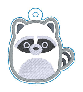 Squishy Raccoon snap tab and eyelet fob machine embroidery file (single and multi files included) DIGITAL DOWNLOAD