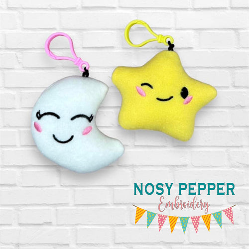 Star and Moon mini stuffie machine embroidery design machine embroidery design DIGITAL DOWNLOAD