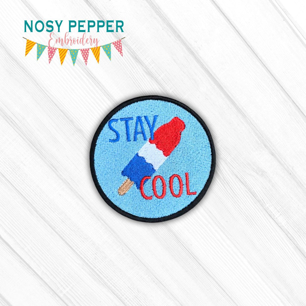 Stay Cool patch machine embroidery design (2 sizes included) DIGITAL DOWNLOAD