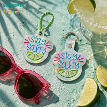 Load image into Gallery viewer, Stay Salty snap tab and eyelet fob (single and multi files included) machine embroidery file DIGITAL DOWNLOAD