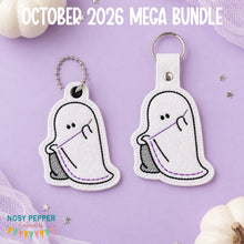 Load image into Gallery viewer, Stitch Ghost snap tab and eyelet fob (single and multi files included) machine embroidery design DIGITAL DOWNLOAD
