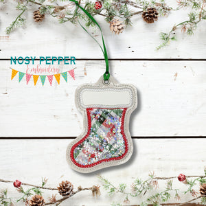 Stocking applique shaker ornament/bookmark/bag tag machine embroidery file DIGITAL DOWNLOAD