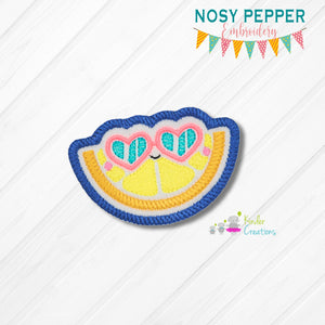 Summer Lemon patch machine embroidery design (2 sizes included) DIGITAL DOWNLOAD