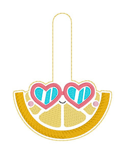 Summer Lemon snap tab and eyelet fob machine embroidery file (single and multi files included) DIGITAL DOWNLOAD