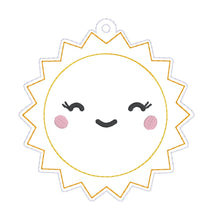 Load image into Gallery viewer, Sun shaker bookmark/bag tag/ornament machine embroidery file DIGITAL DOWNLOAD