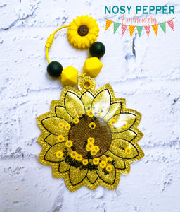 Sunflower shaker bookmark/bag tag/ornament machine embroidery file DIGITAL DOWNLOAD