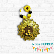Load image into Gallery viewer, Sunflower shaker bookmark/bag tag/ornament machine embroidery file DIGITAL DOWNLOAD