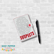 Load image into Gallery viewer, Suspects top load notebook cover machine embroidery design DIGITAL DOWNLOAD