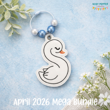 Load image into Gallery viewer, Swan bag tag/ornament/bookmark machine embroidery design DIGITAL DOWNLOAD