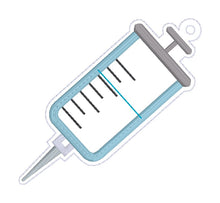 Load image into Gallery viewer, Syringe applique shaker bookmark/bag tag/ornament machine embroidery file DIGITAL DOWNLOAD