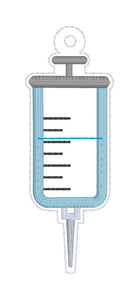 Syringe applique shaker snap tab and eyelet fob machine embroidery file (single and multi files included) DIGITAL DOWNLOAD