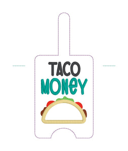 Taco Money applique lanyard card case machine embroidery design (eyelet and snap tab designs included) DIGITAL DOWNLOAD