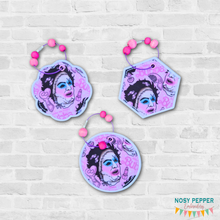 Load image into Gallery viewer, Full appliqué bag tag set (3 designs included) machine embroidery design DIGITAL DOWNLOAD
