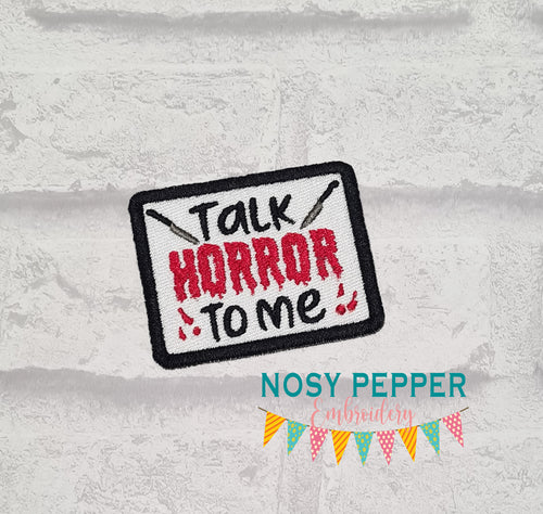 Talk To Horror To Me patch machine embroidery design (2 sizes included) DIGITAL DOWNLOAD
